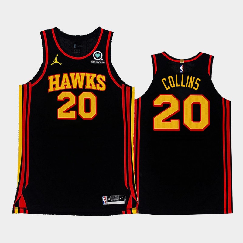 Men's Atlanta Hawks #20 John Collins Black NBA 2020-21Stitched Jersey